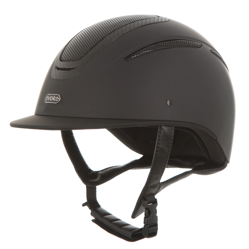 Evoke Elara Classic Peak Riding Hat - Black/Carbon Frame