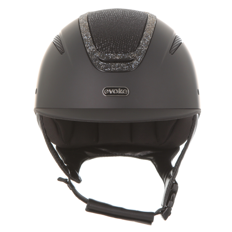 Evoke Elara Classic Peak Riding Hat - Black/Viper/Steel Crystal Frame-2
