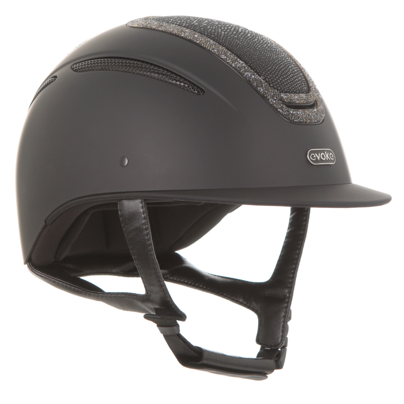 Evoke Elara Classic Peak Riding Hat - Black/Viper/Steel Crystal Frame-1