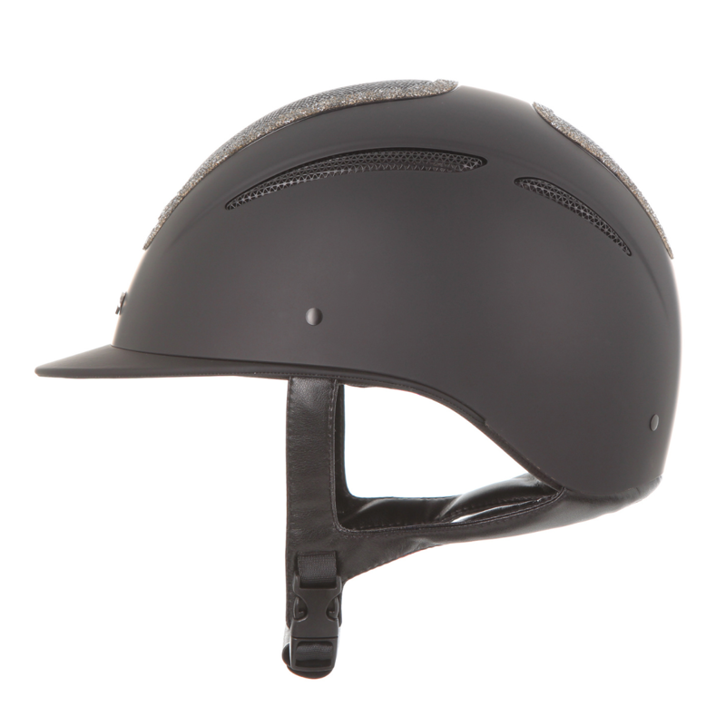 Evoke Elara Classic Peak Riding Hat - Black/Viper/Steel Crystal Frame-4