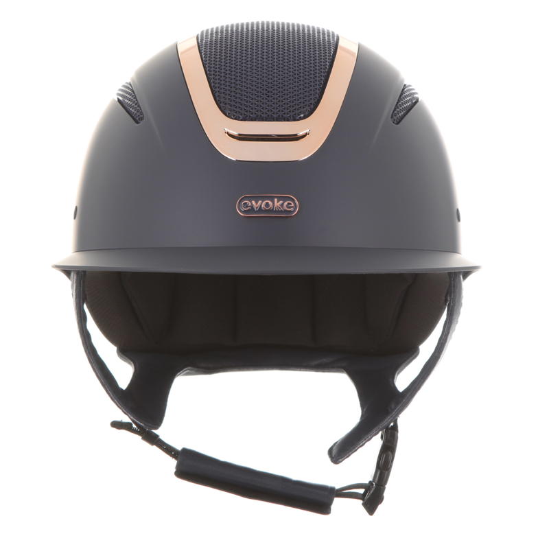 Evoke Elara Wide Peak Riding Hat - Navy/Rose Gold-1