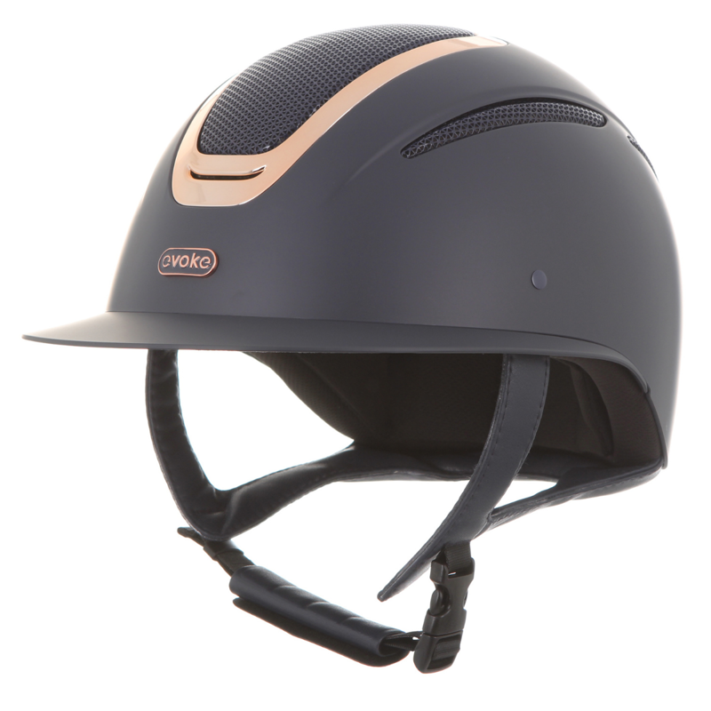 Evoke Elara Wide Peak Riding Hat - Navy/Rose Gold