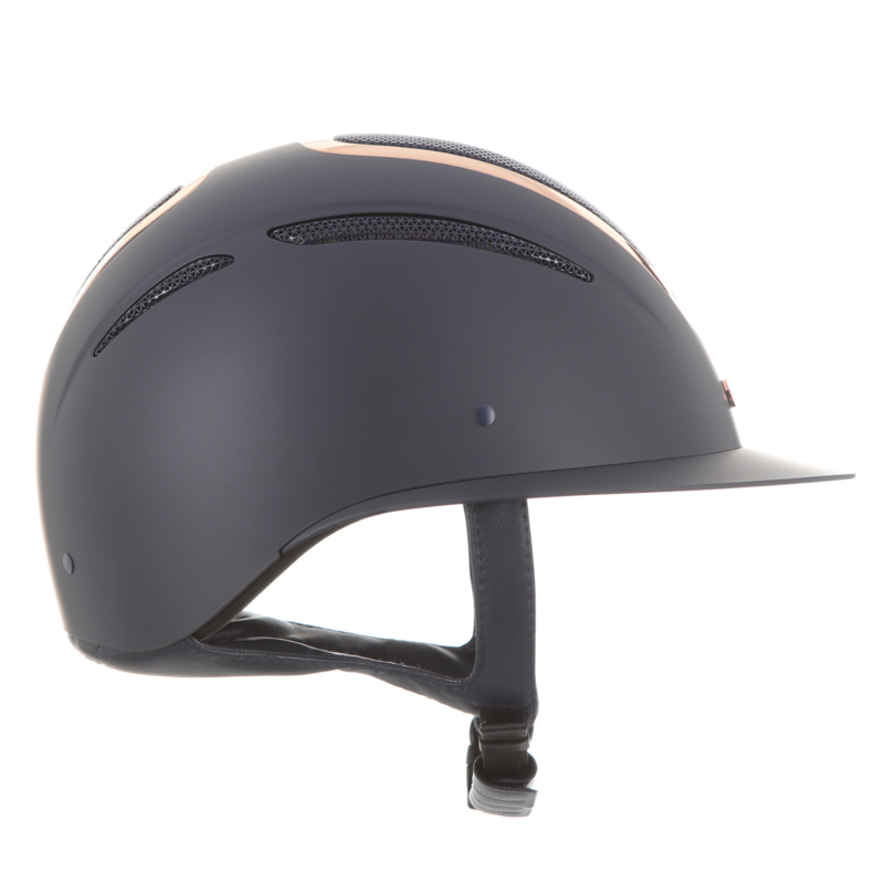 Evoke Elara Wide Peak Riding Hat - Navy/Rose Gold-4