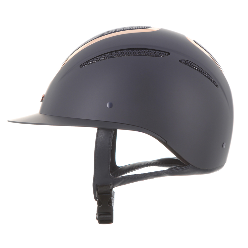 Evoke Elara Wide Peak Riding Hat - Navy/Rose Gold-5