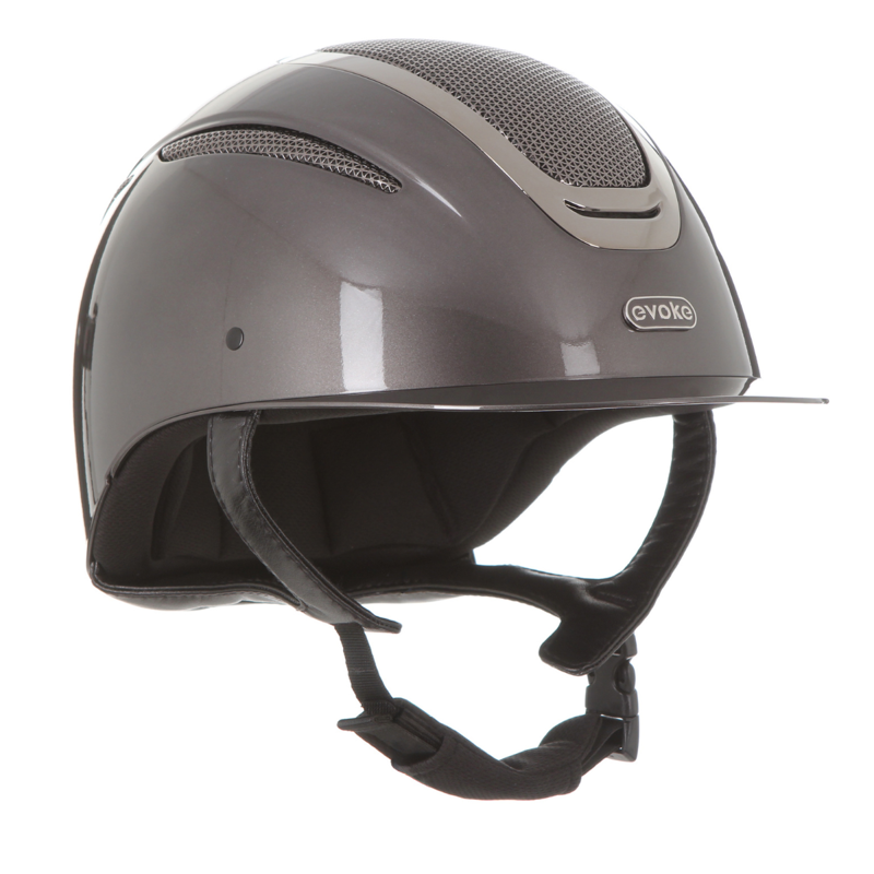 Evoke Elara Classic Peak Riding Hat - Metallic Graphite/Gunmetal-1