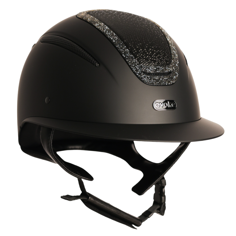 Evoke Elara Wide Peak Riding Hat - Black/Viper/Steel Crystal Frame-1