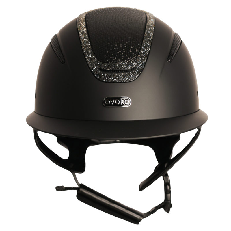 Evoke Elara Wide Peak Riding Hat - Black/Viper/Steel Crystal Frame-2