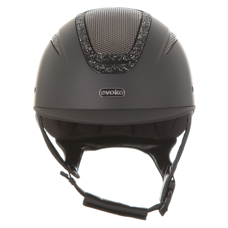 Evoke Elara Classic Peak Riding Hat - Black/Black Crystal Frame-2