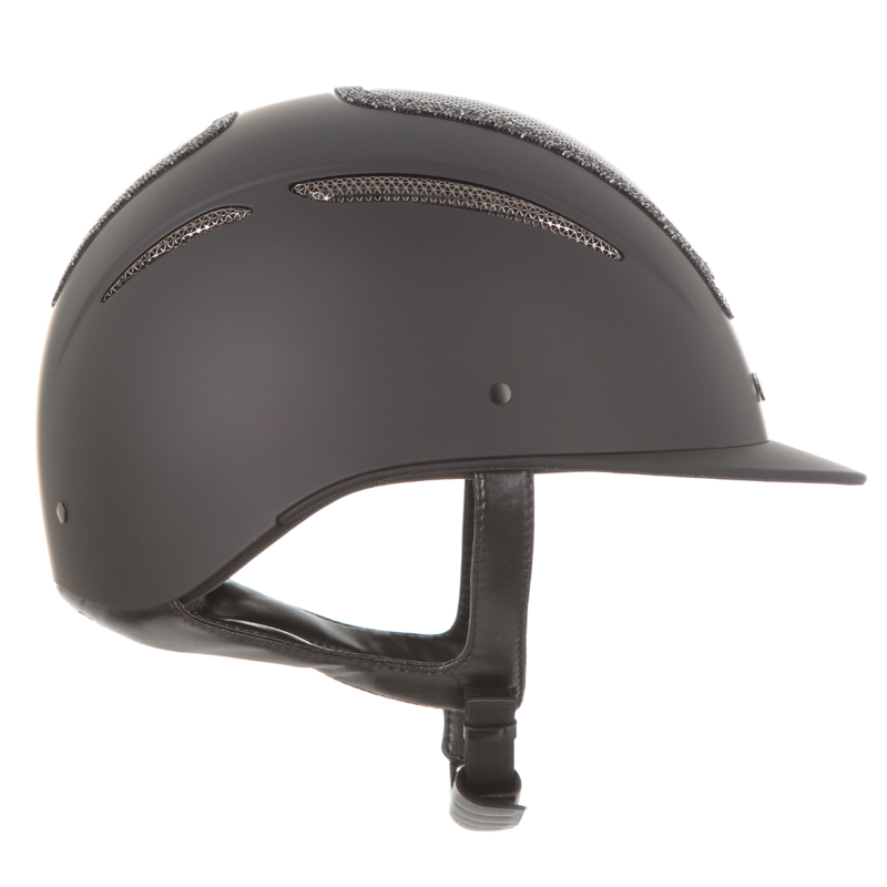 Evoke Elara Classic Peak Riding Hat - Black/Black Crystal Frame-3