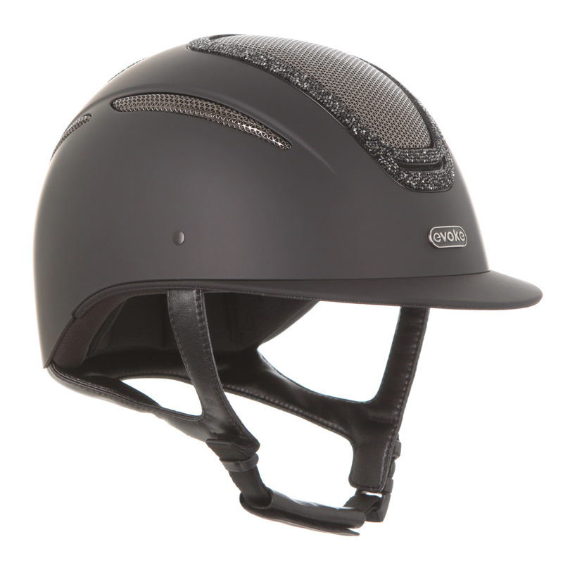 Evoke Elara Classic Peak Riding Hat - Black/Black Crystal Frame-1