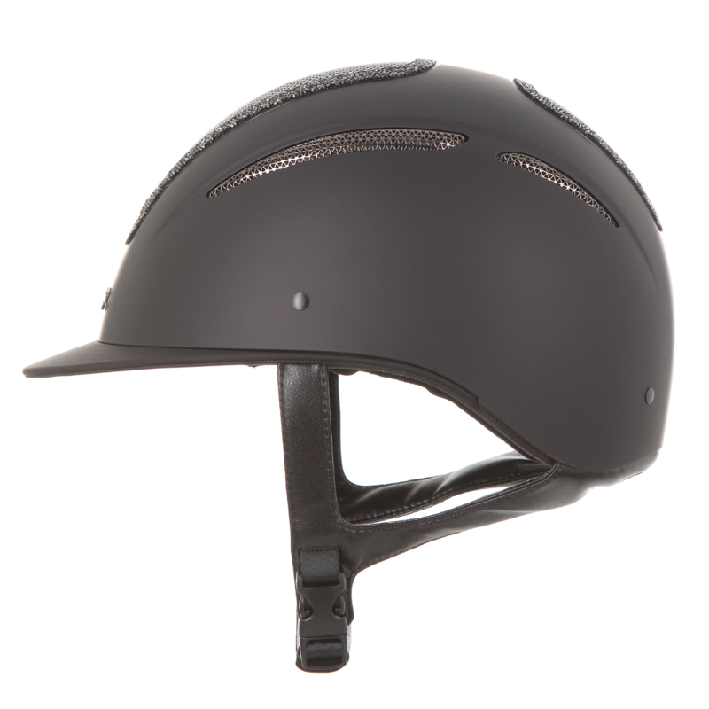 Evoke Elara Classic Peak Riding Hat - Black/Black Crystal Frame-4