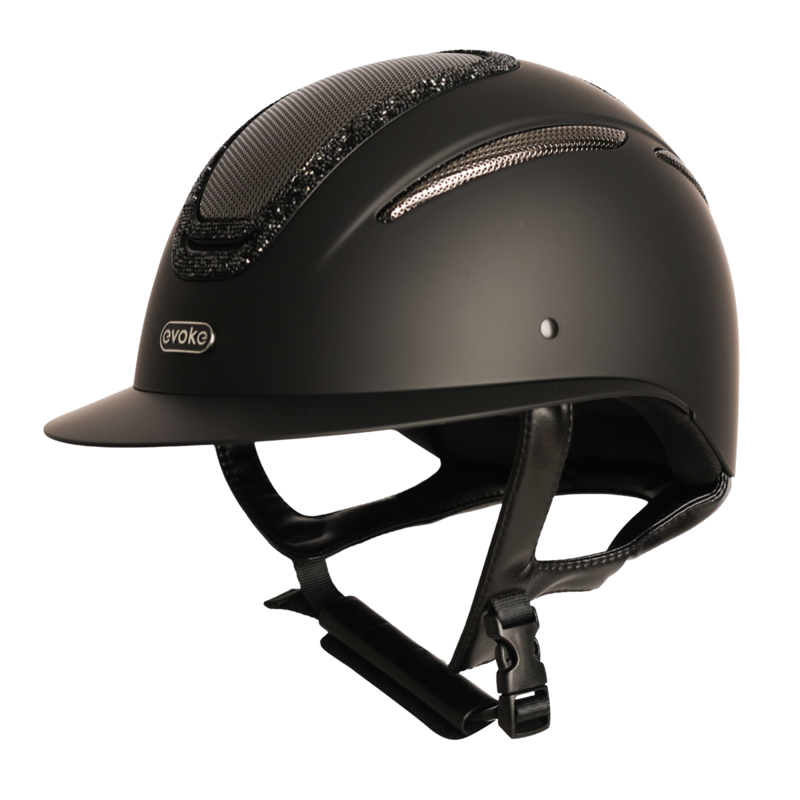 Evoke Elara Wide Peak Riding Hat - Black/Black Crystal Frame