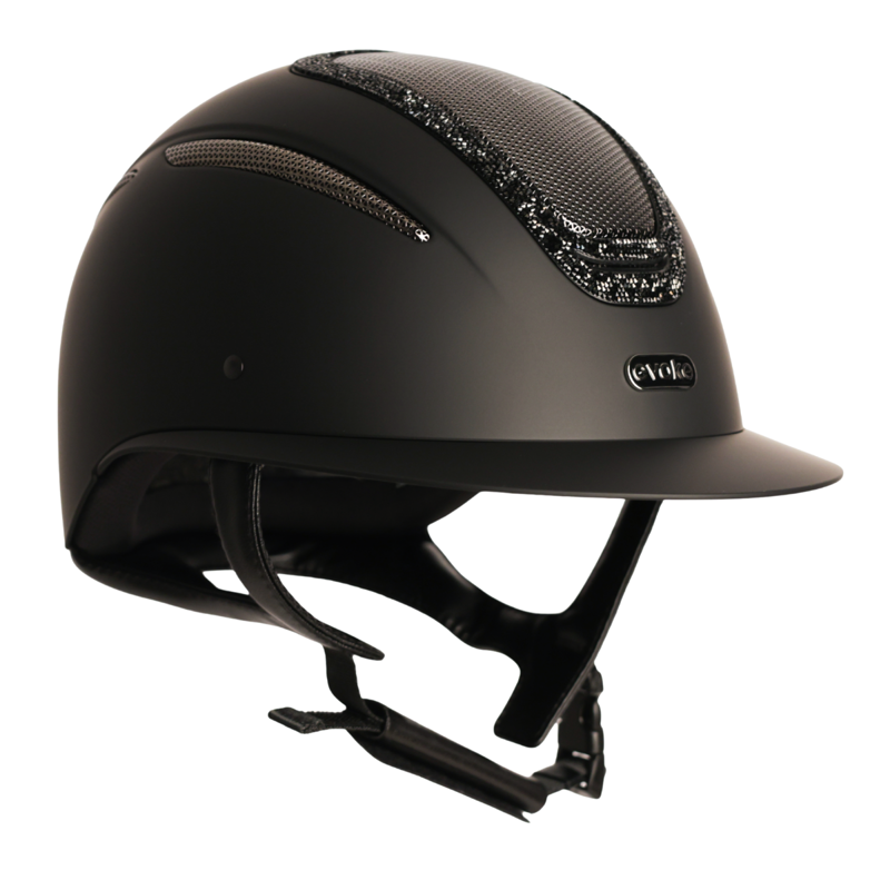 Evoke Elara Wide Peak Riding Hat - Black/Black Crystal Frame-1