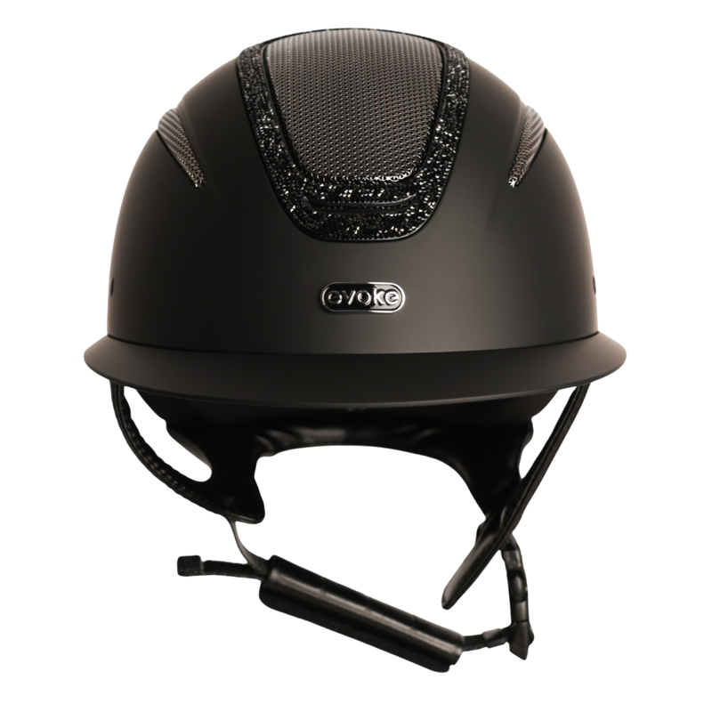 Evoke Elara Wide Peak Riding Hat - Black/Black Crystal Frame-2