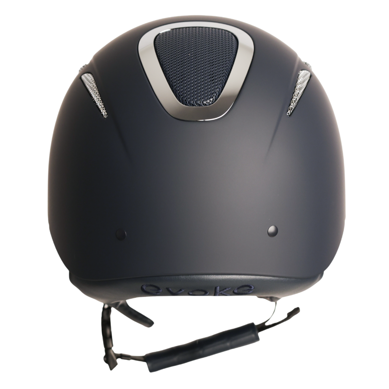 Evoke Elara Classic Peak Riding Hat - Navy/Silver Chrome-2