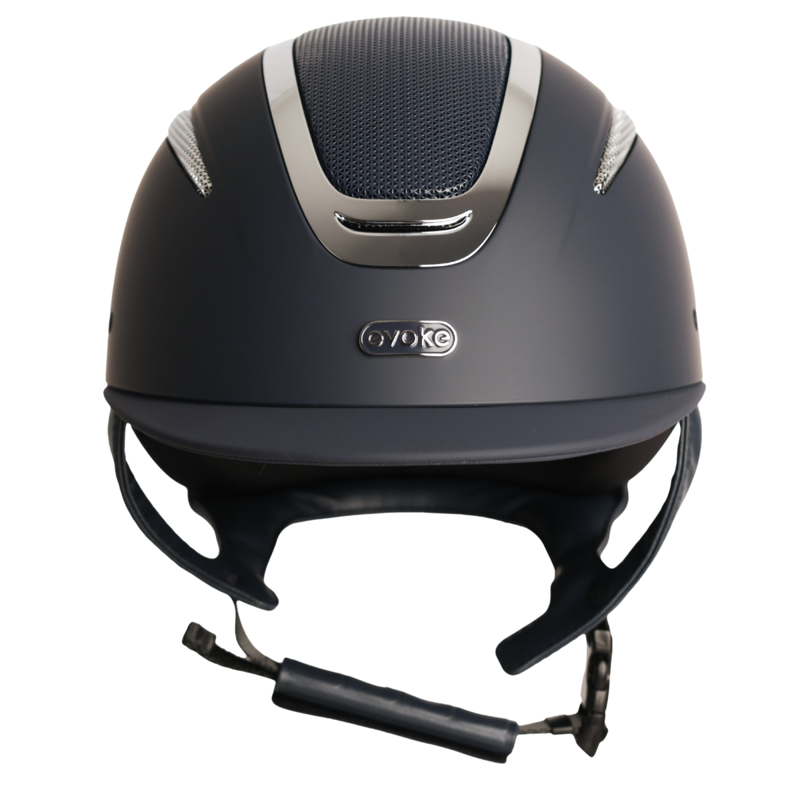 Evoke Elara Classic Peak Riding Hat - Navy/Silver Chrome-3