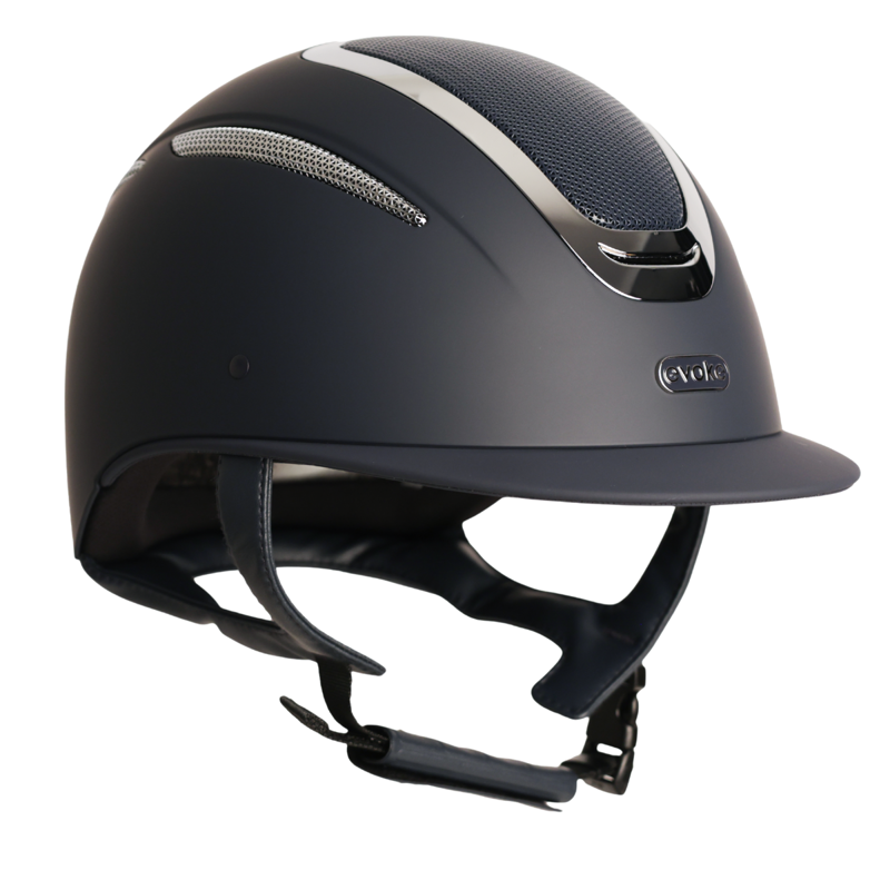 Evoke Elara Classic Peak Riding Hat - Navy/Silver Chrome-1