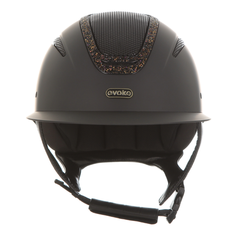 Evoke Elara Wide Peak Riding Hat - Black/Gold Crystal Frame-3