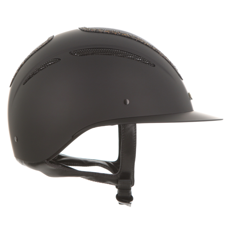 Evoke Elara Wide Peak Riding Hat - Black/Gold Crystal Frame-2