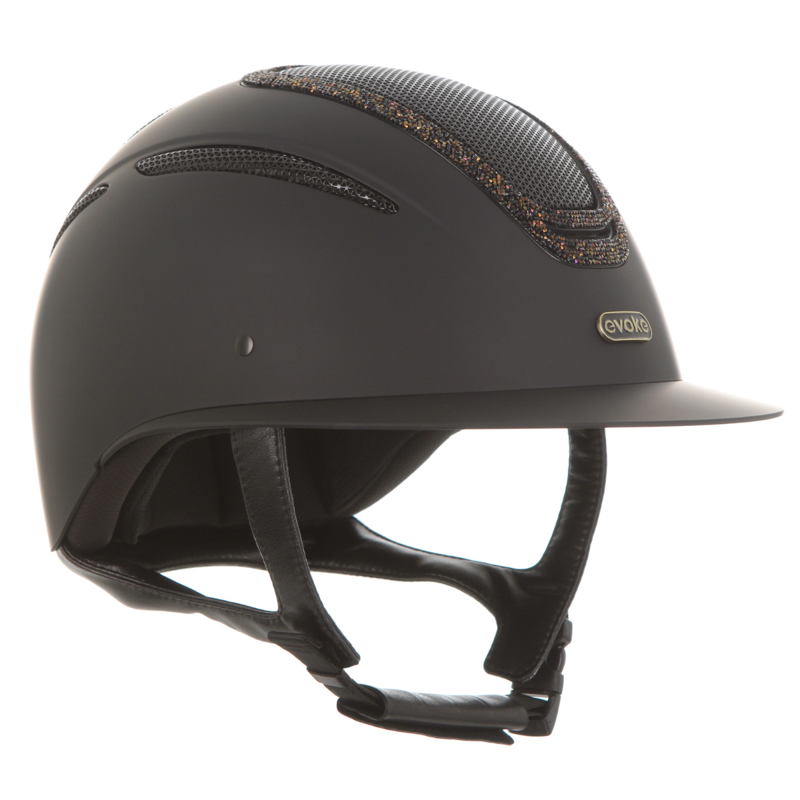Evoke Elara Wide Peak Riding Hat - Black/Gold Crystal Frame-1