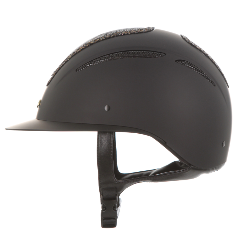 Evoke Elara Wide Peak Riding Hat - Black/Gold Crystal Frame-4
