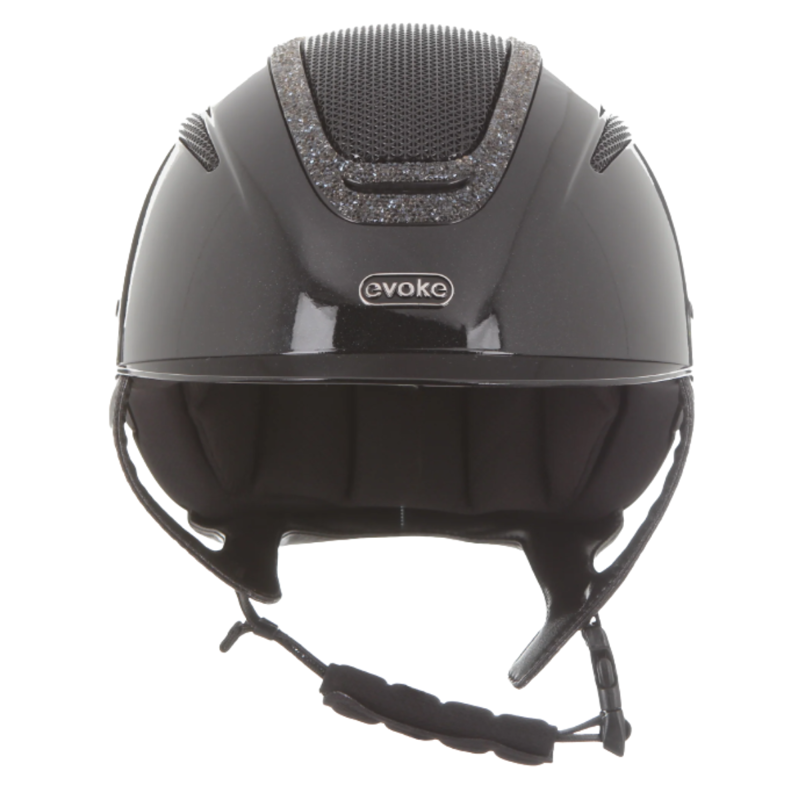 Evoke Elara Classic Peak Riding Hat - Black Metallic/Steel Crystal Frame-1