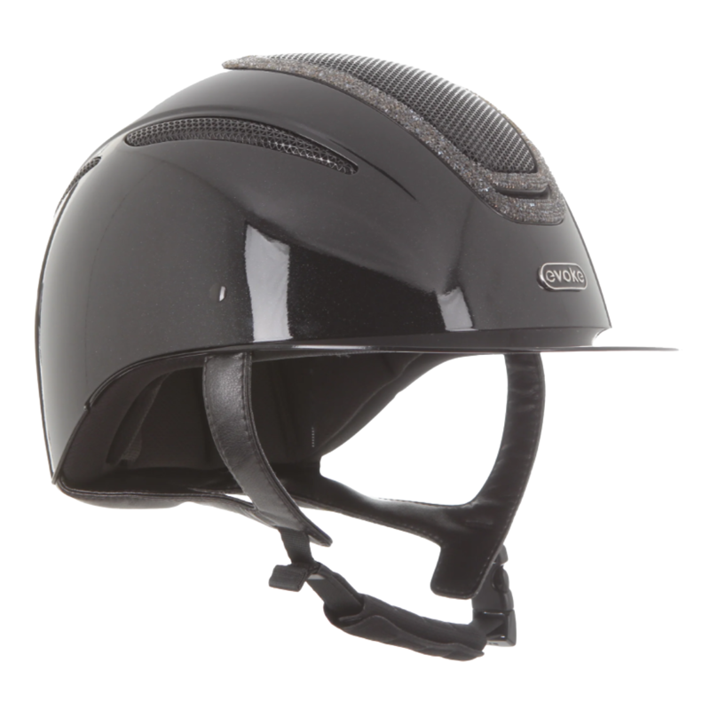 Evoke Elara Classic Peak Riding Hat - Black Metallic/Steel Crystal Frame-2
