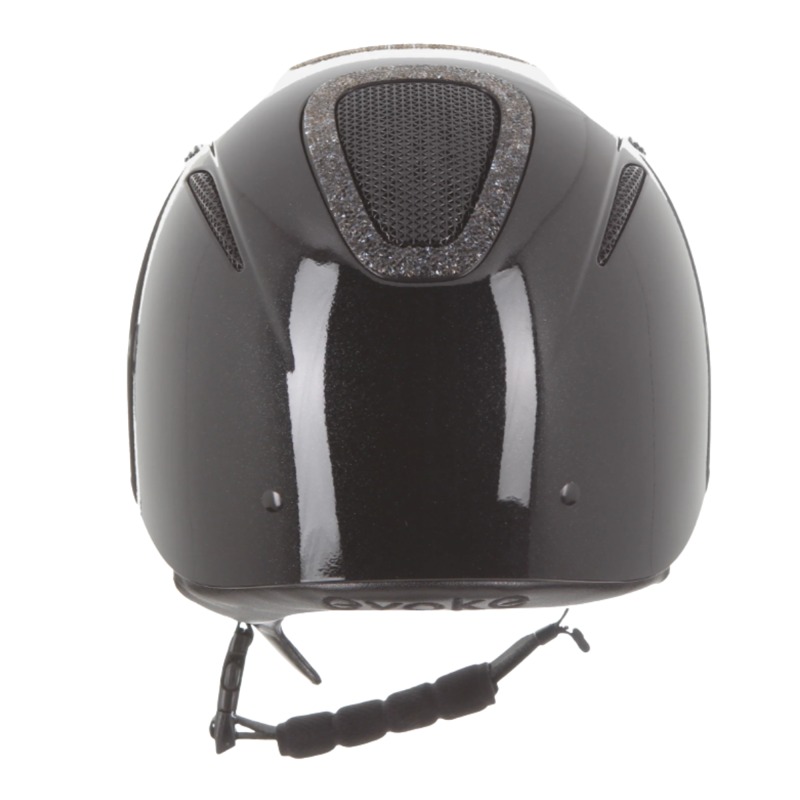 Evoke Elara Classic Peak Riding Hat - Black Metallic/Steel Crystal Frame-3