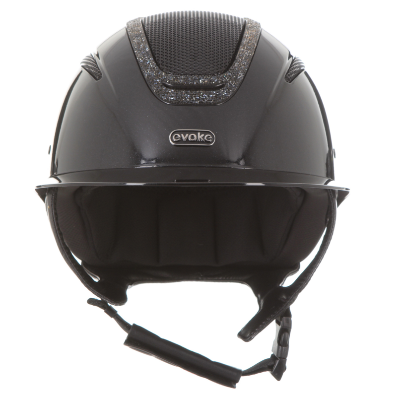 Evoke Elara Wide Peak Riding Hat - Black Metallic/Steel Crystal Frame-2