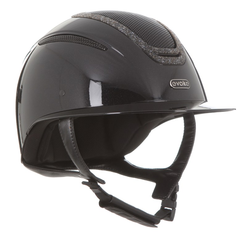 Evoke Elara Wide Peak Riding Hat - Black Metallic/Steel Crystal Frame-1