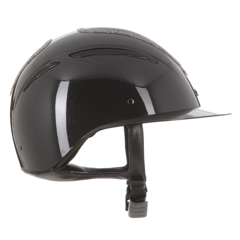 Evoke Elara Wide Peak Riding Hat - Black Metallic/Steel Crystal Frame-5