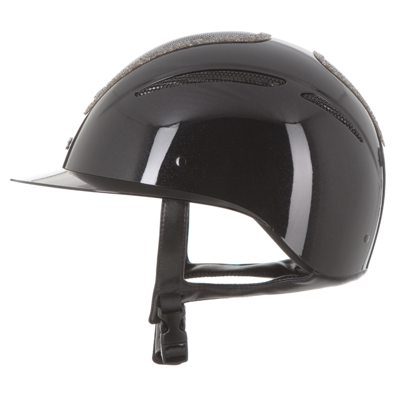 Evoke Elara Wide Peak Riding Hat - Black Metallic/Steel Crystal Frame-4