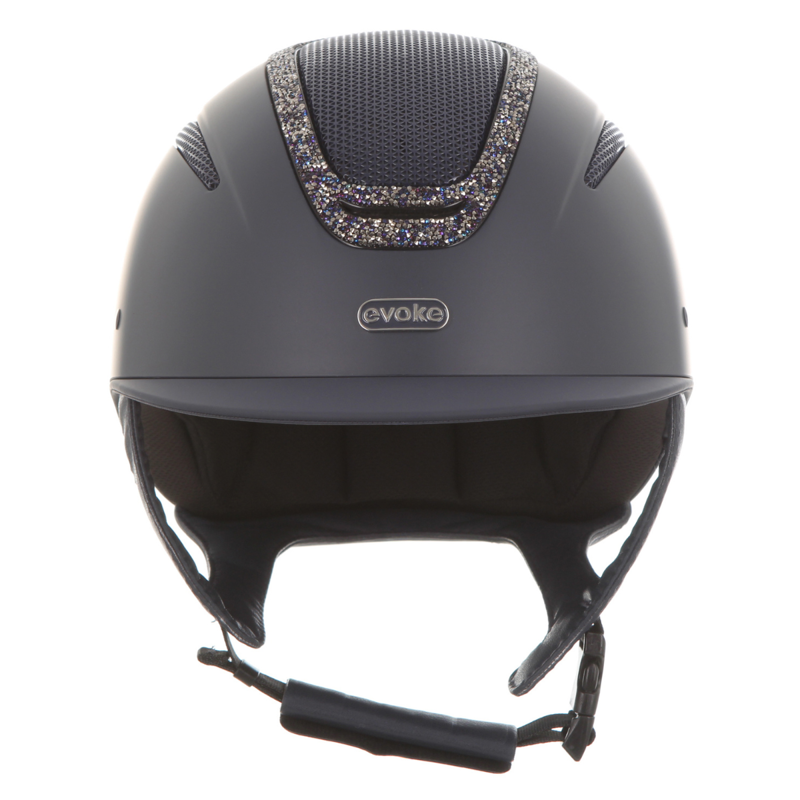 Evoke Elara Classic Peak Riding Hat - Navy/Navy Crystal Frame-1