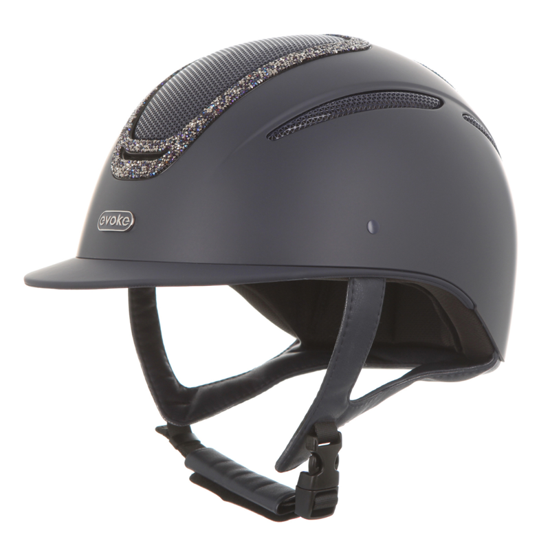 Evoke Elara Classic Peak Riding Hat - Navy/Navy Crystal Frame