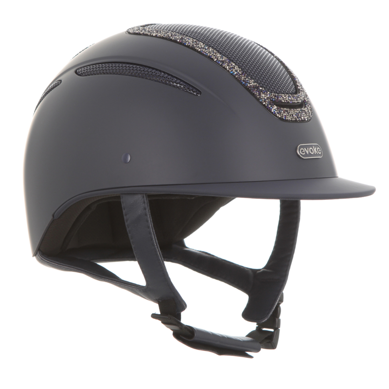 Evoke Elara Classic Peak Riding Hat - Navy/Navy Crystal Frame-3
