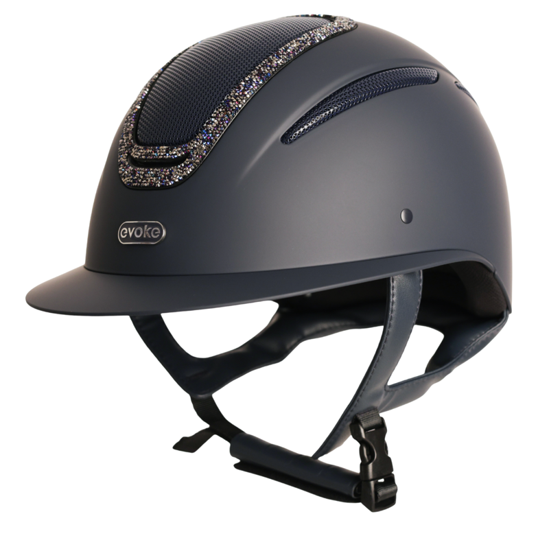 Evoke Elara Wide Peak Riding Hat - Navy/Navy Crystal Frame