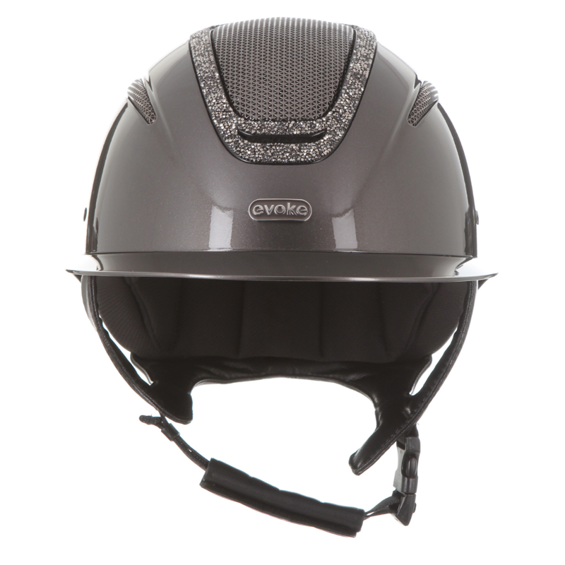 Evoke Elara Wide Peak Riding Hat - Metallic Graphite/Marcasite Crystal Frame -1