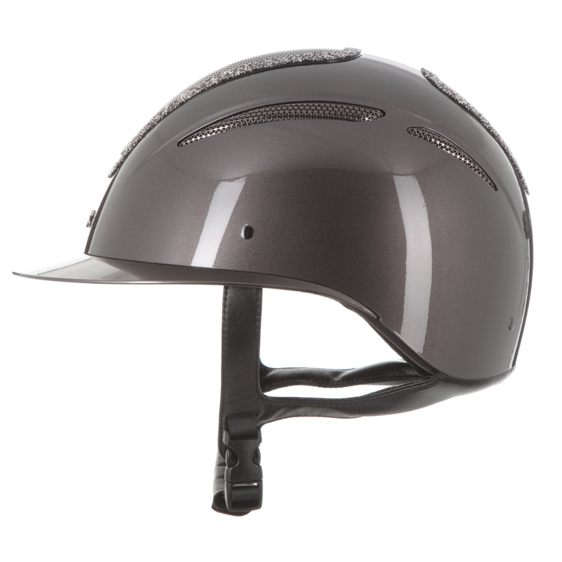 Evoke Elara Wide Peak Riding Hat - Metallic Graphite/Marcasite Crystal Frame -5