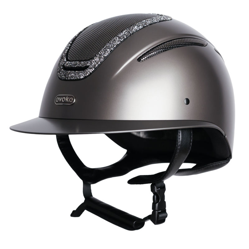 Evoke Elara Wide Peak Riding Hat - Graphite/Marcasite Crystal Frame