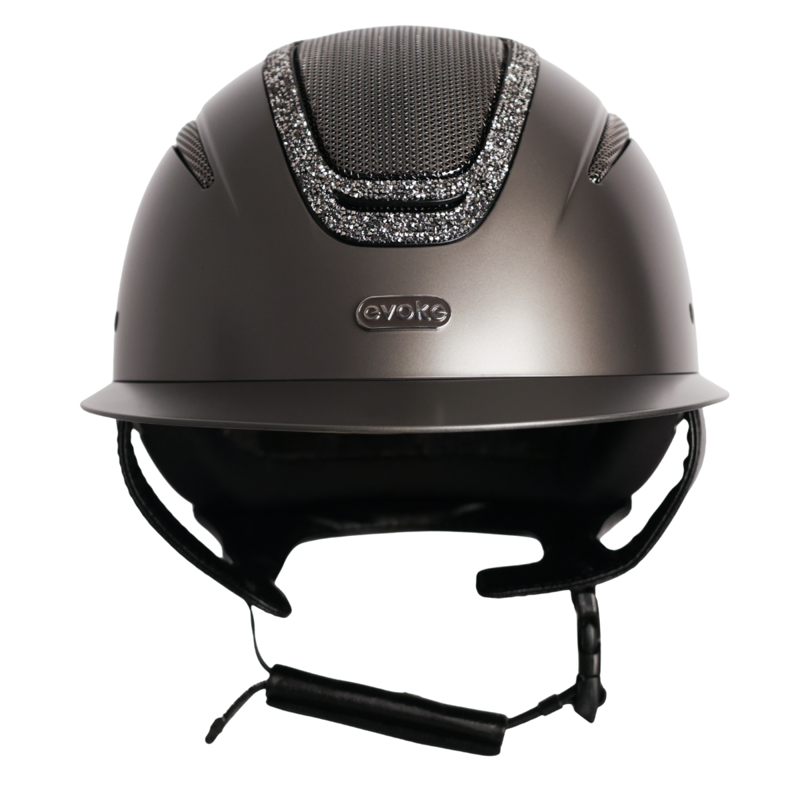 Evoke Elara Wide Peak Riding Hat - Graphite/Marcasite Crystal Frame-2