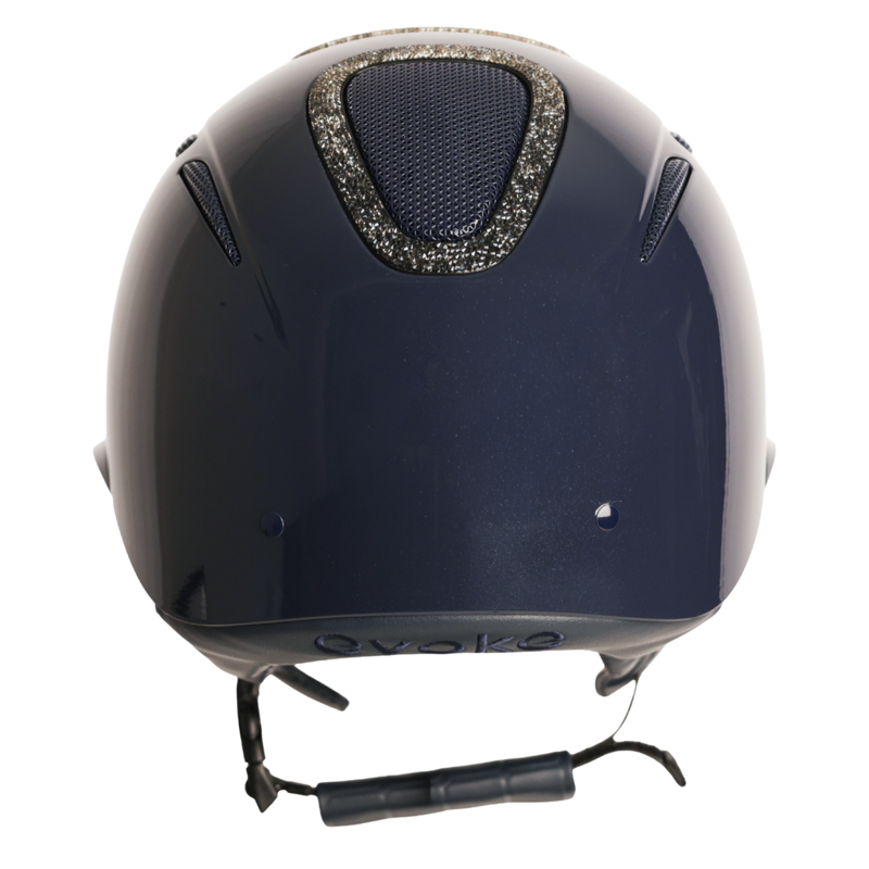 Evoke Elara Wide Peak Riding Hat - Navy Metallic/Steel Crystal Frame-2