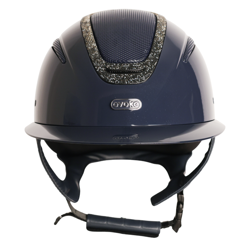 Evoke Elara Wide Peak Riding Hat - Navy Metallic/Steel Crystal Frame-3