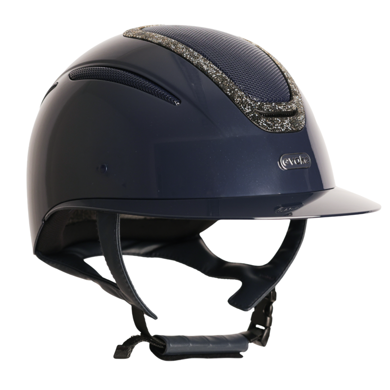 Evoke Elara Wide Peak Riding Hat - Navy Metallic/Steel Crystal Frame-1