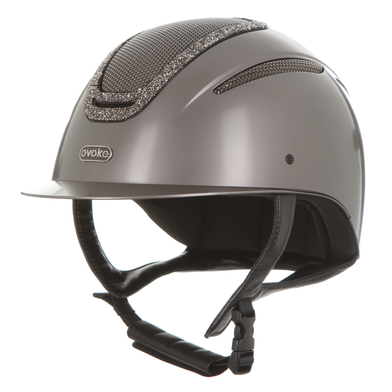 Evoke Elara Classic Peak Riding Hat - Graphite/Marcasite Crystal Frame