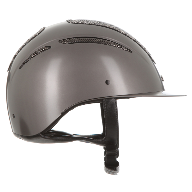 Evoke Elara Classic Peak Riding Hat - Graphite/Marcasite Crystal Frame-2