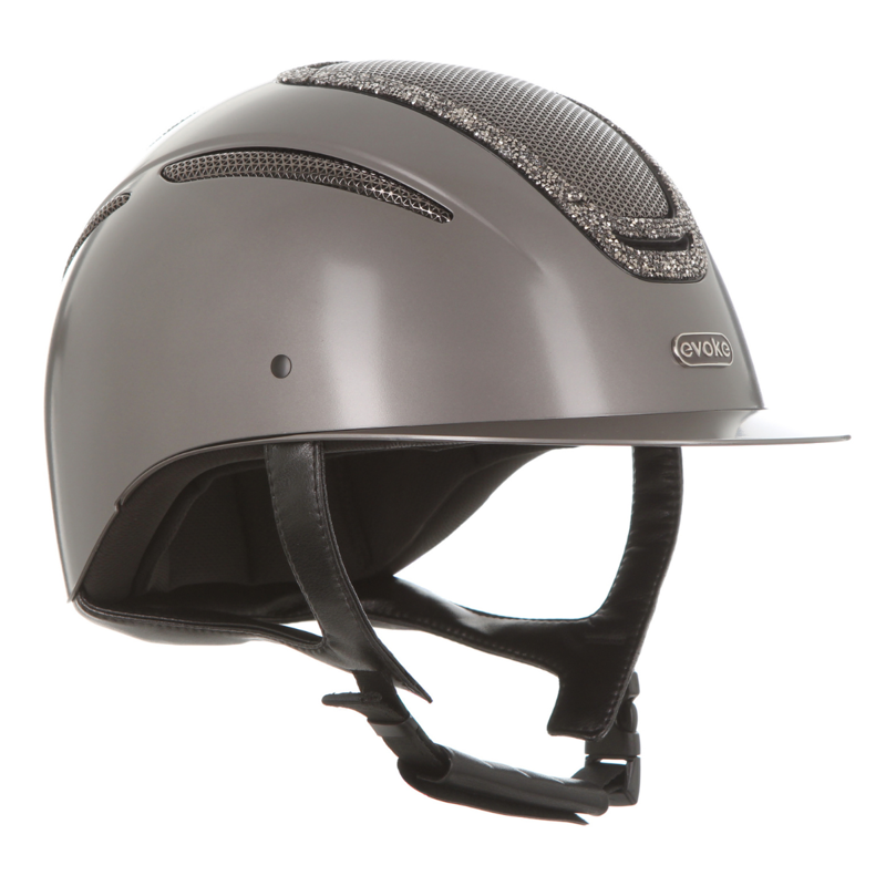 Evoke Elara Classic Peak Riding Hat - Graphite/Marcasite Crystal Frame-3