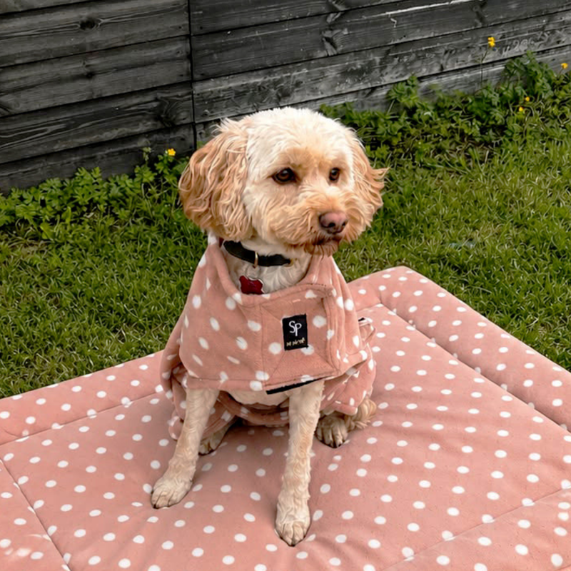 Supreme Products Dotty Fleece Dog Coat - Luxurious Latte