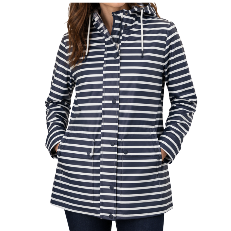 Crew Clothing Ladies Rubber Stripe Jacket - Navy