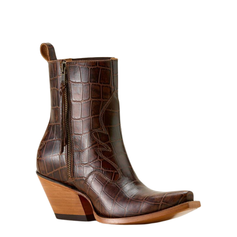Ariat Women's Jade X Toe Western Boot - Luxe Espresso Croc Print-4