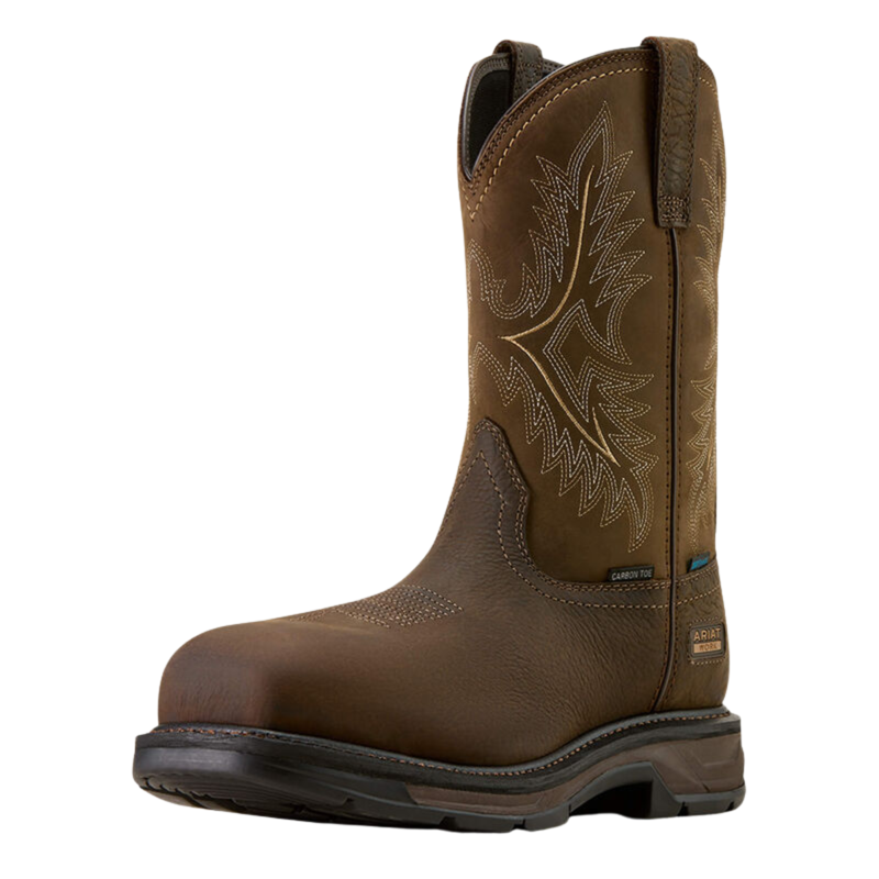 Ariat Men's WorkHog XT H20 Wide Square Toe Carbon Toe Work Boot - Rye Brown